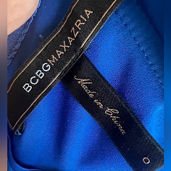 BCBG MAXAZRIA ENID PACIFIC BLUE PATCHWORK ASYMMETRICAL DRESS with FRINGE NWOT - Picture 11 of 11